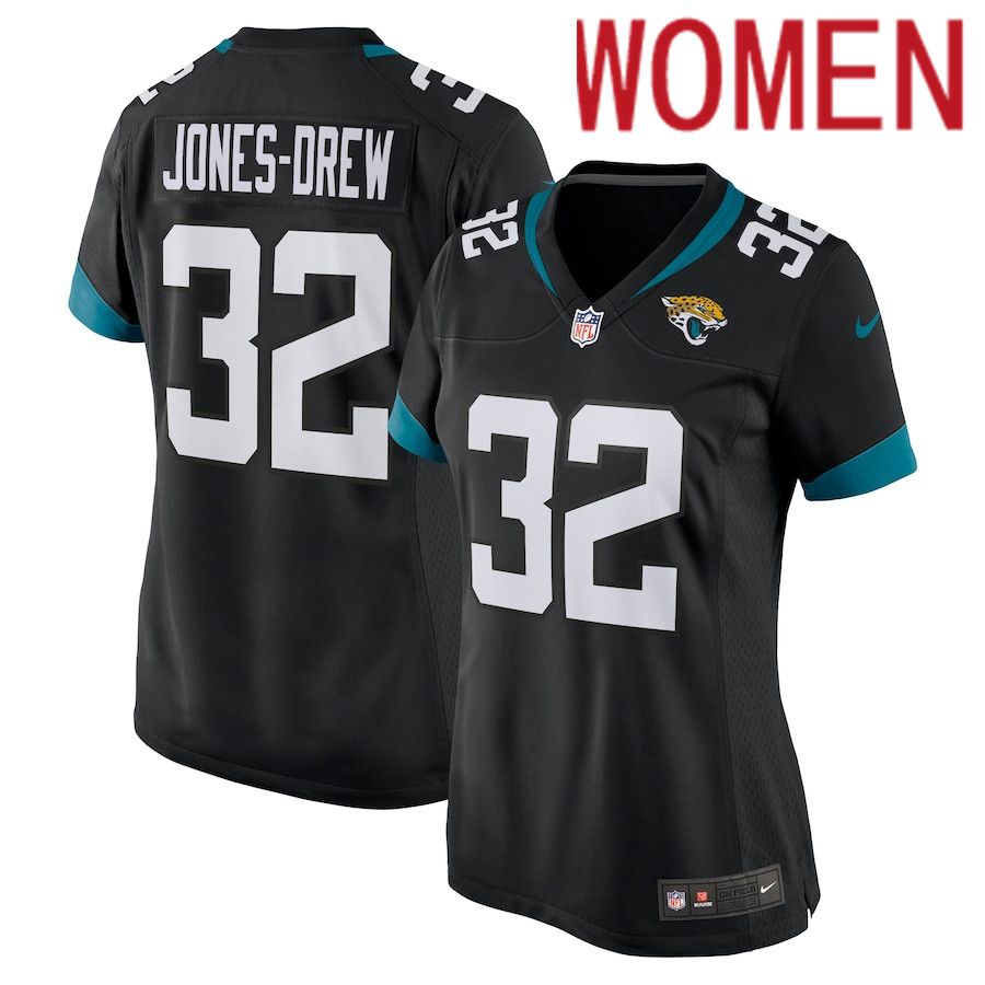 Women Jacksonville Jaguars #32 Maurice Jones-Drew Nike Black Game Retired Player NFL Jersey->women nfl jersey->Women Jersey